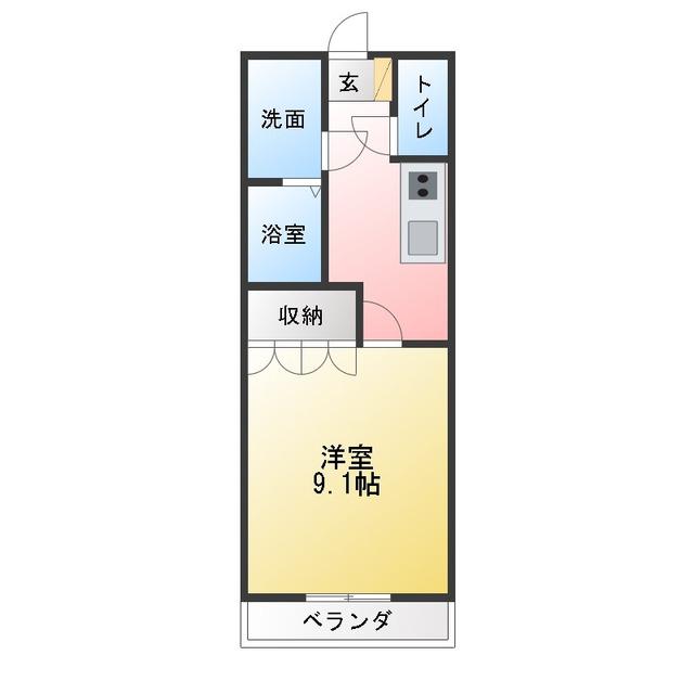 ラポール和田(1K/1階)の間取り写真