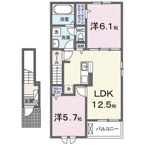 リシェス F(2LDK/2階)の間取り写真