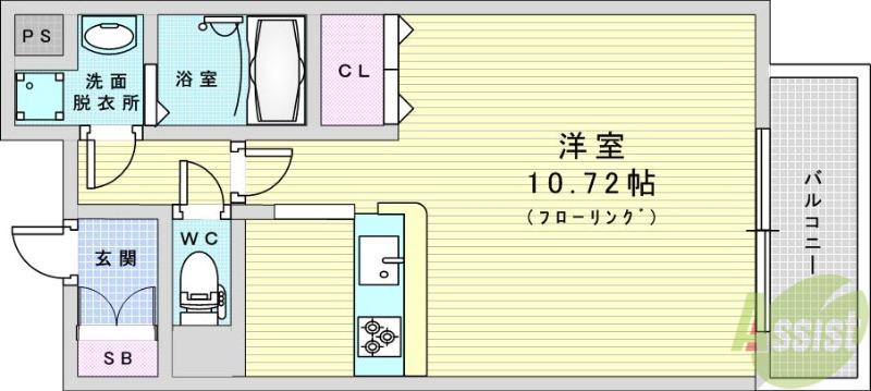 インザグレイス東三国(ワンルーム/8階)の間取り写真