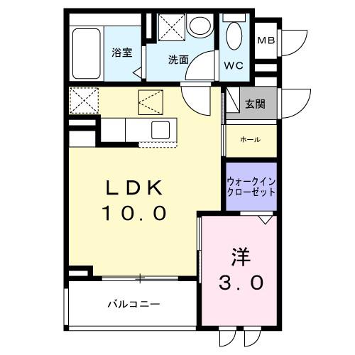 グランリヴェール建石町(1LDK/1階)の間取り写真