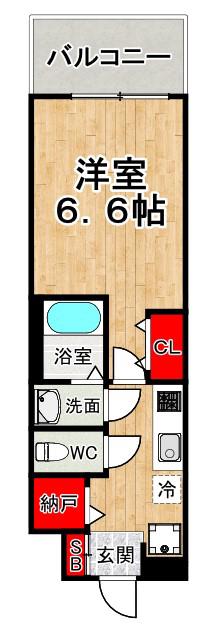 LUXE難波南(1K/14階)の間取り写真