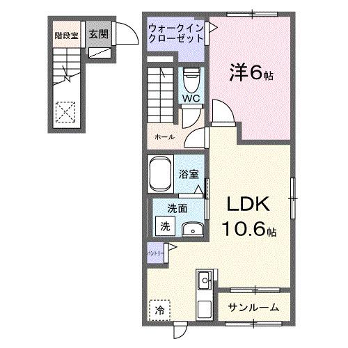 シュティル(1LDK/2階)の間取り写真