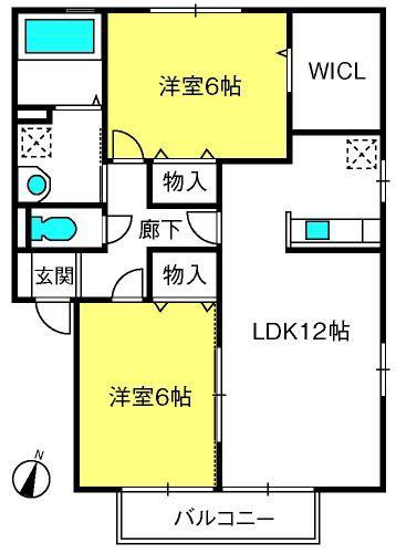 エクレール・パルク(2LDK/1階)の間取り写真