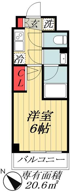 エスレジデンス行徳(1K/4階)の間取り写真