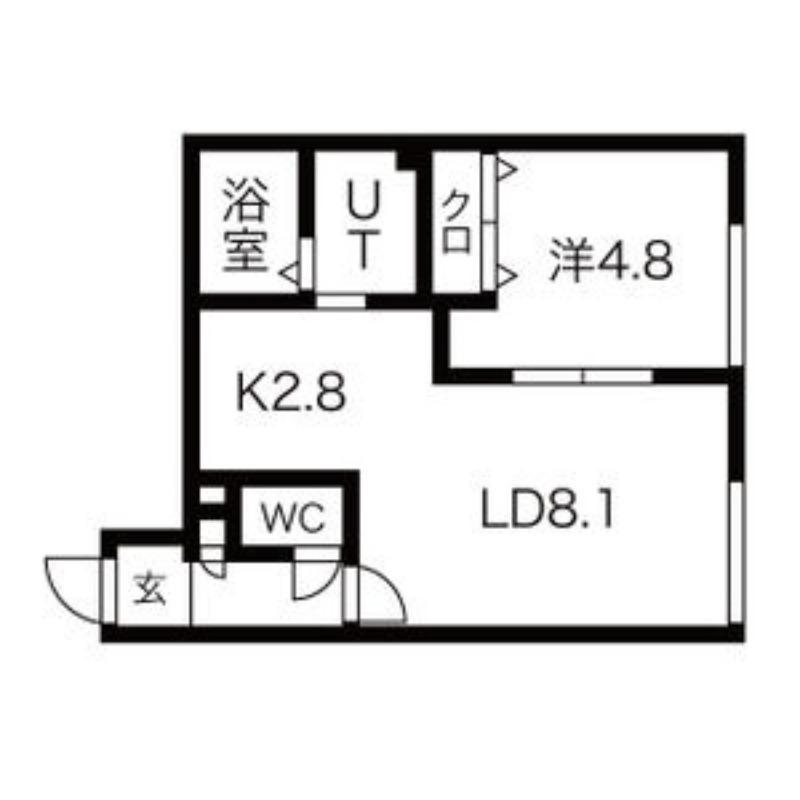 ルミエール南郷通B(1LDK/2階)の間取り写真