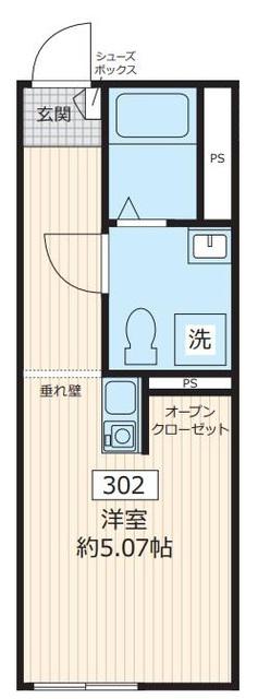 センターテラス(ワンルーム/3階)の間取り写真