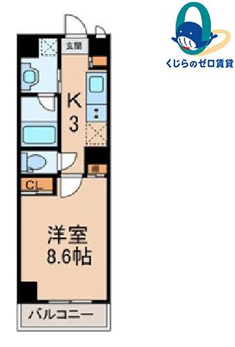 イースタンヒルズ本郷駅前(1K/9階)の間取り写真