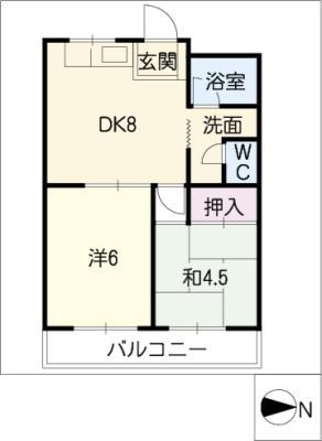 レジデンスカワセ(2DK/2階)の間取り写真