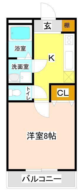 スカイコート門井(1K/3階)の間取り写真