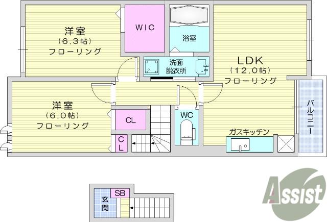 グレイス・ガーデンⅢ(2LDK/2階)の間取り写真