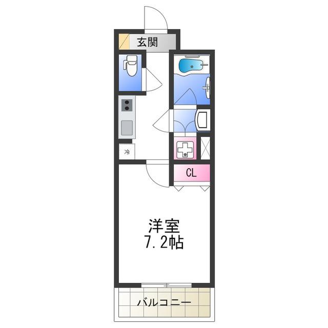 レジュールアッシュ天王寺(1K/2階)の間取り写真