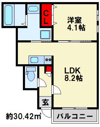 CHERIM片野イースト(1LDK/3階)の間取り写真