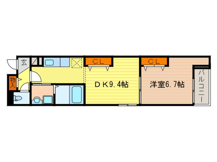 グランディオーズ桂(1DK/1階)の間取り写真