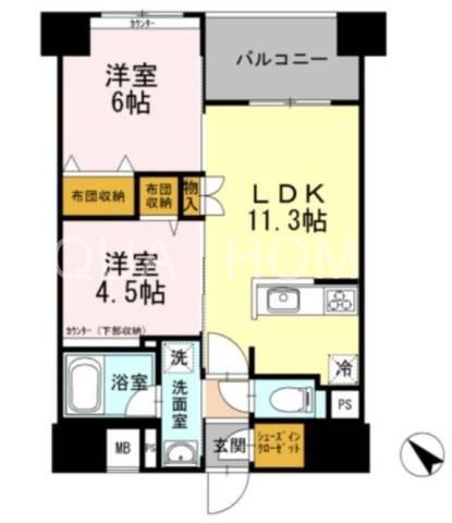 オークプレイス月島(2LDK/9階)の間取り写真