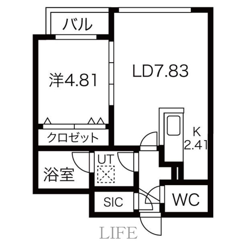レスツオン厚別II(1LDK/2階)の間取り写真