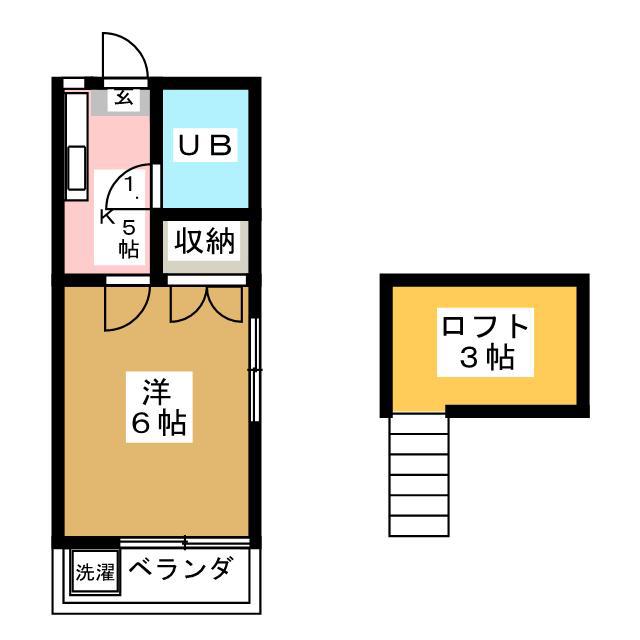 サンハイムM B棟(1K/2階)の間取り写真