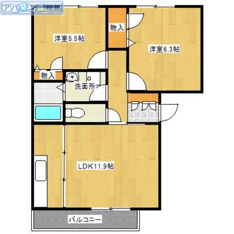 パシフィカ(2LDK/1階)の間取り写真
