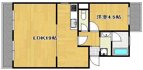パレスセルシオII(1LDK/1階)の間取り写真