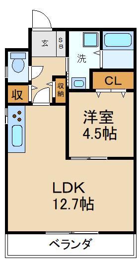 メゾンレヴナ木田町(1LDK/3階)の間取り写真