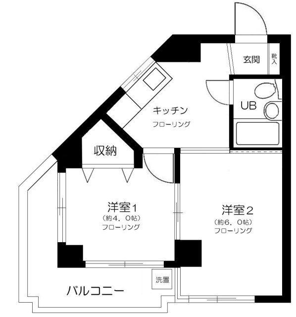 NYマンション(2K/2階)の間取り写真
