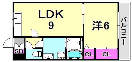 ラ・シャンテ武庫之荘(1LDK/1階)の間取り写真