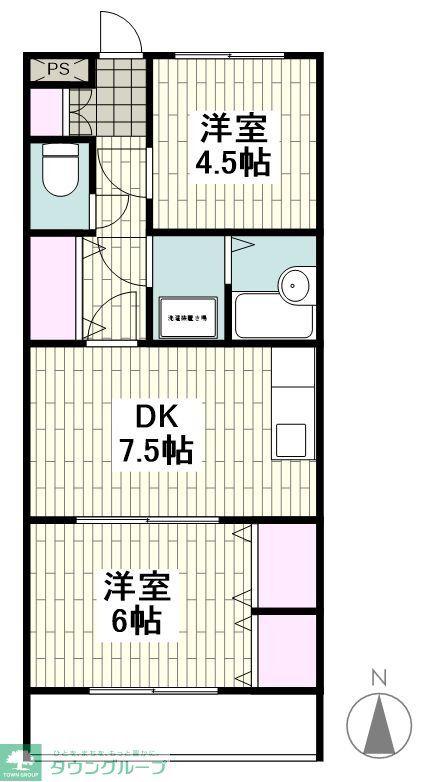 ピースオブマインド(2DK/2階)の間取り写真