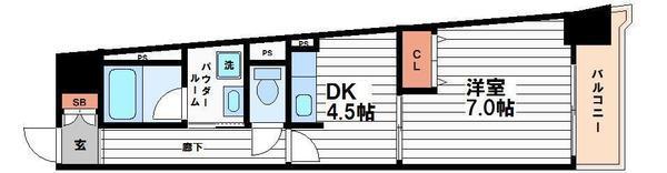 ベルビュー7番館(1DK/6階)の間取り写真