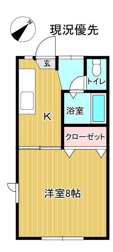 シュトラーセ緑町B(1K/1階)の間取り写真