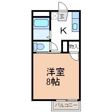 ハイツウィング(1K/2階)の間取り写真