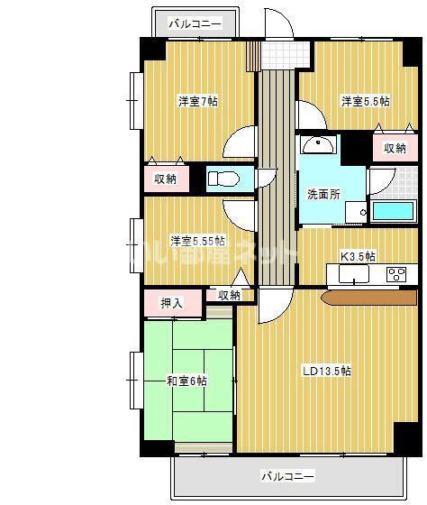 朝日プラザ幸手(4LDK/2階)の間取り写真