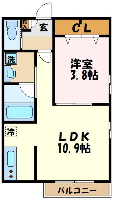フェリーチェ中山(1LDK/1階)の間取り写真