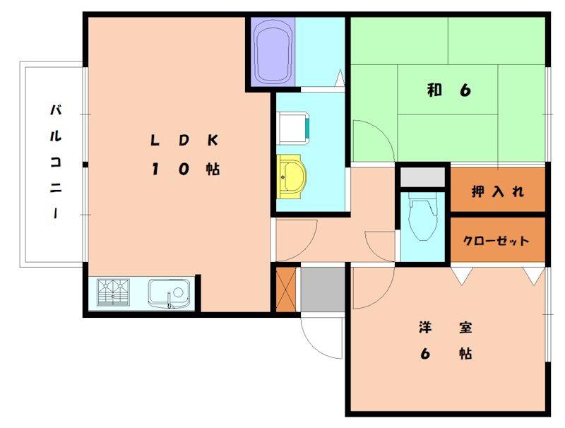 エスポアール18 B棟(2LDK/2階)の間取り写真