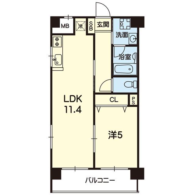 新屋敷エクシード(1LDK/4階)の間取り写真