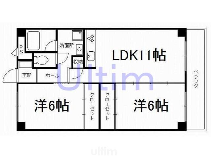 エイテルフラッツ(2LDK/3階)の間取り写真