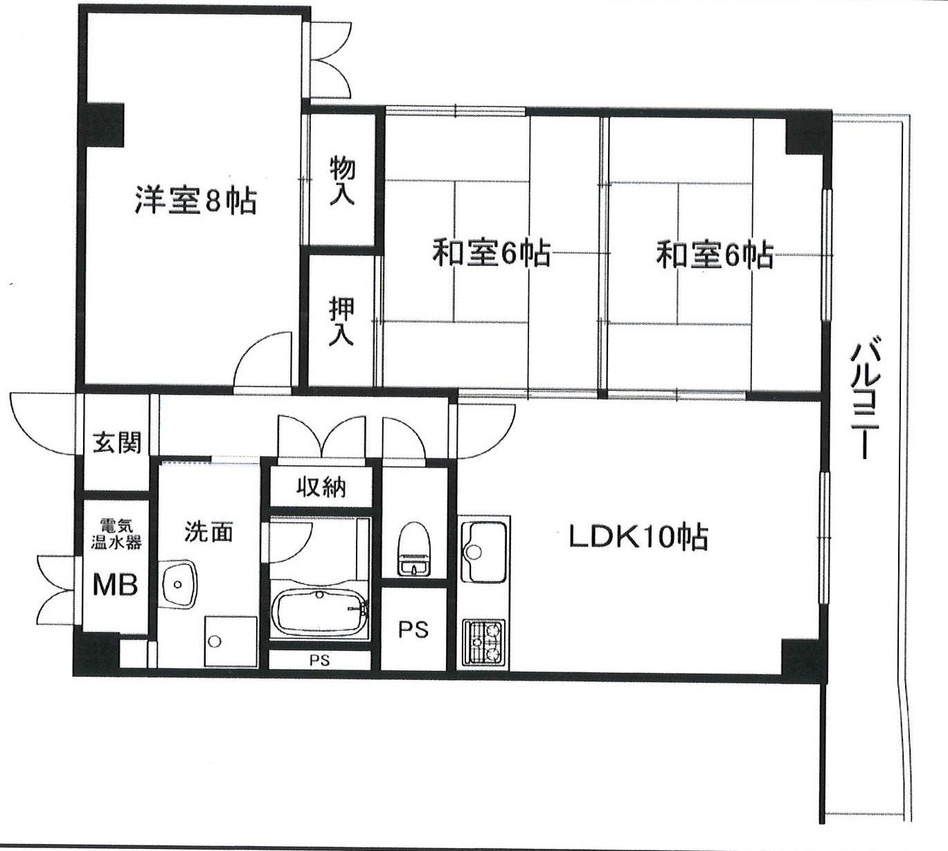 草津ロイヤルプラザ(3LDK/4階)の間取り写真