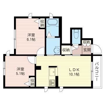リラフォート矢口(2LDK/1階)の間取り写真
