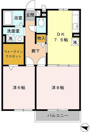 ボナールII(2DK/1階)の間取り写真