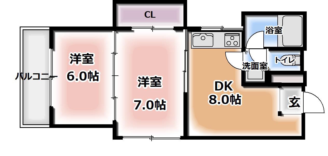 梶町マンション(2DK/2階)の間取り写真