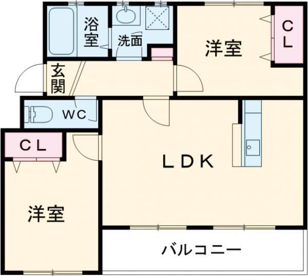 リルームス明野西(2LDK/4階)の間取り写真