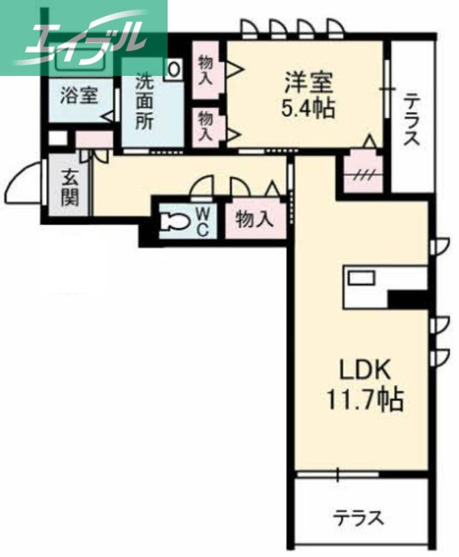グランマスト今 A棟(1LDK/1階)の間取り写真