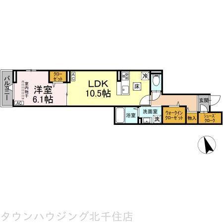 グラナーデ東伊興(1LDK/1階)の間取り写真