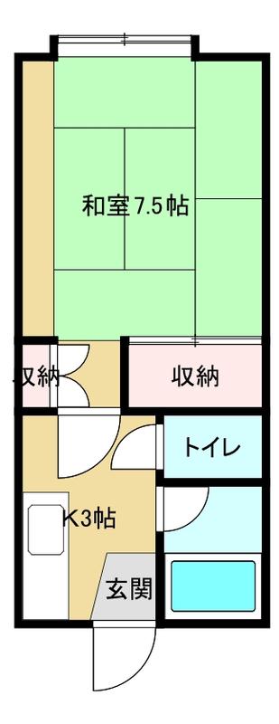 野島ハイツII(1K/2階)の間取り写真