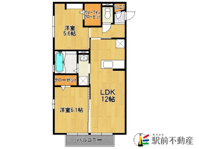 ソレイユ宿(2LDK/2階)の間取り写真