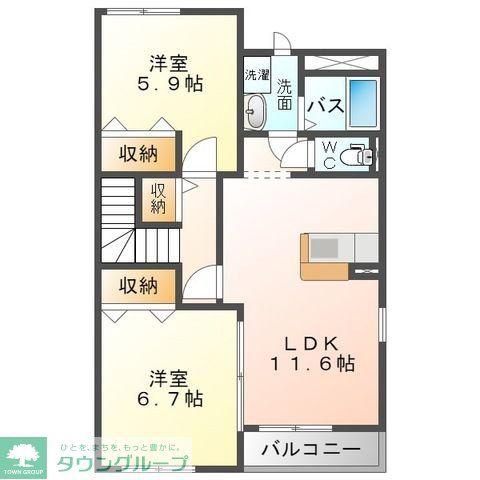 エストハイム(2LDK/2階)の間取り写真