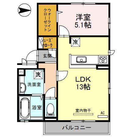 シリウス(1LDK/2階)の間取り写真