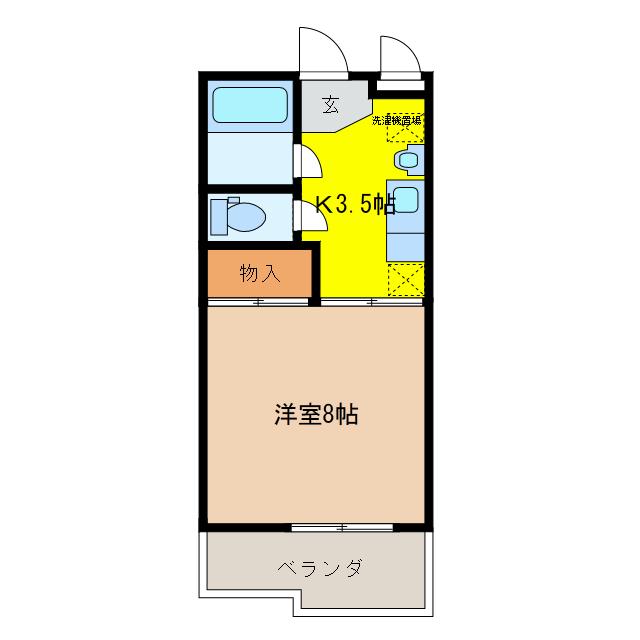 マンション若山(1K/3階)の間取り写真