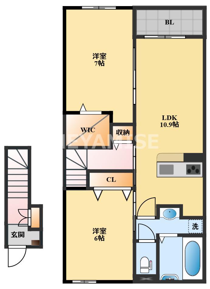 エミナールA(2LDK/2階)の間取り写真