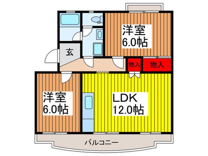 グリーンハイツ7(2LDK/5階)の間取り写真