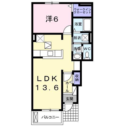 グランドパレス高樹VI(1LDK/1階)の間取り写真