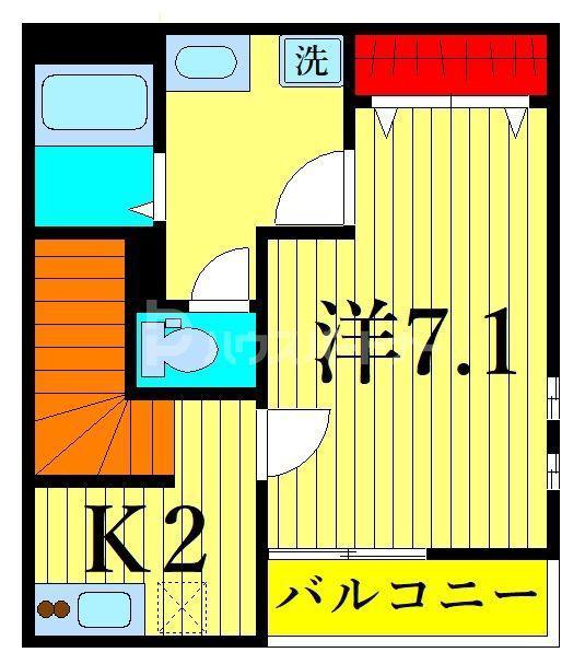 リブリ・KITAKASAI(1K/2階)の間取り写真